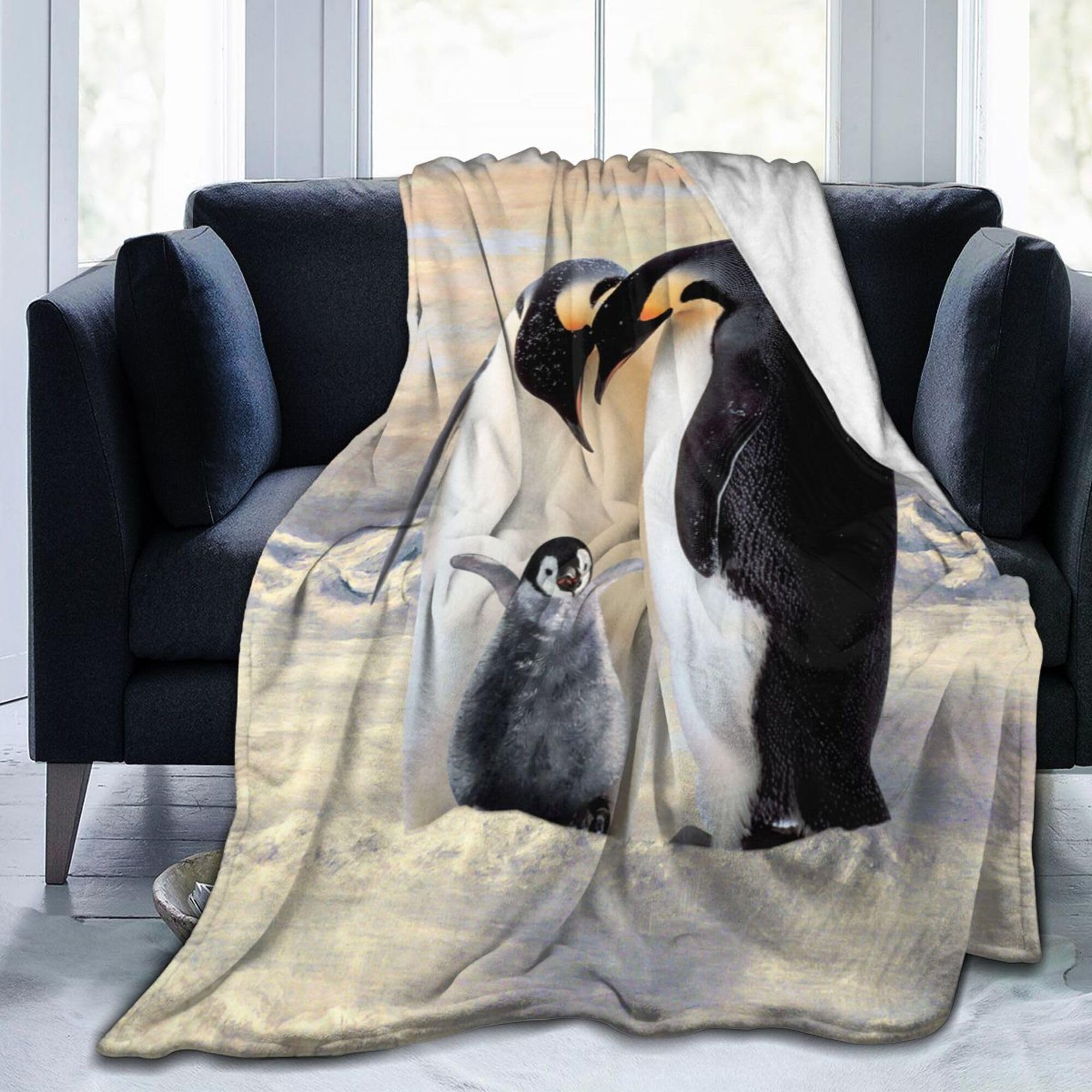 penguin Cute Gifts for Women and Kids Girls: Ice Antarctic Animals Decor Soft Cozy Plush Throw Blankets 150x200cm(60x80 Inch)