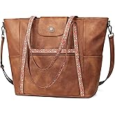 FADEON Large Laptop Tote Bag for Women Designer Leather Laptop Bag Fashion Travel Backpack Purse Shoulder Handbag