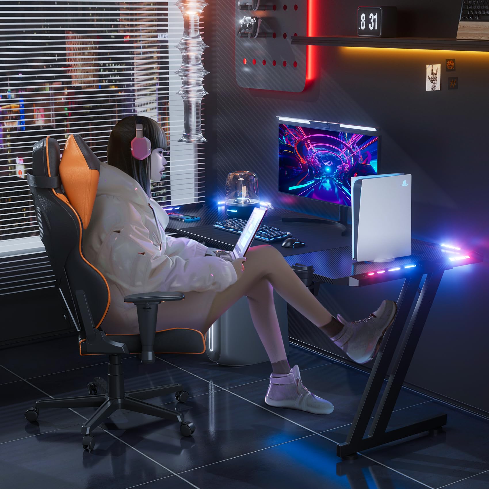 Gaming Desk with LED Lights