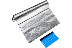 Aluminum Heat Shield, Aulufft 35 x 47 inch Aluminized Fiberglass Sheet Self-Adhesive Heat Barrier Protection Cover Heat Shielding Mat with 1 Piece Scraper