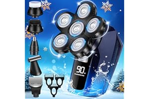 FEZIHEGH Head Shaver for Bald Men,6 in 1 Bald Head Shavers for Men Cordless, Waterproof Wet Dry Mens 6 Head Shaver, Electric Head Shavers for Men, Man Rechargeable Facial Shaver Rotary Face Hair Razor