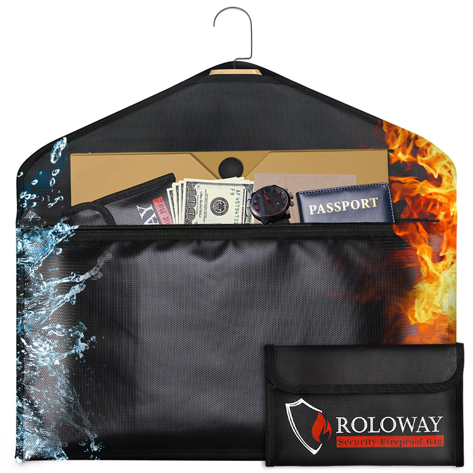 Photo 1 of ROLOWAY Hanger Diversion Fireproof Safe with Small Fireproof Bag - Hidden Safe Compartment for Home & Travel - Secret Safe for Money Stash, Cash Hiding - Water Resistant Pocket Safe Under Clothes