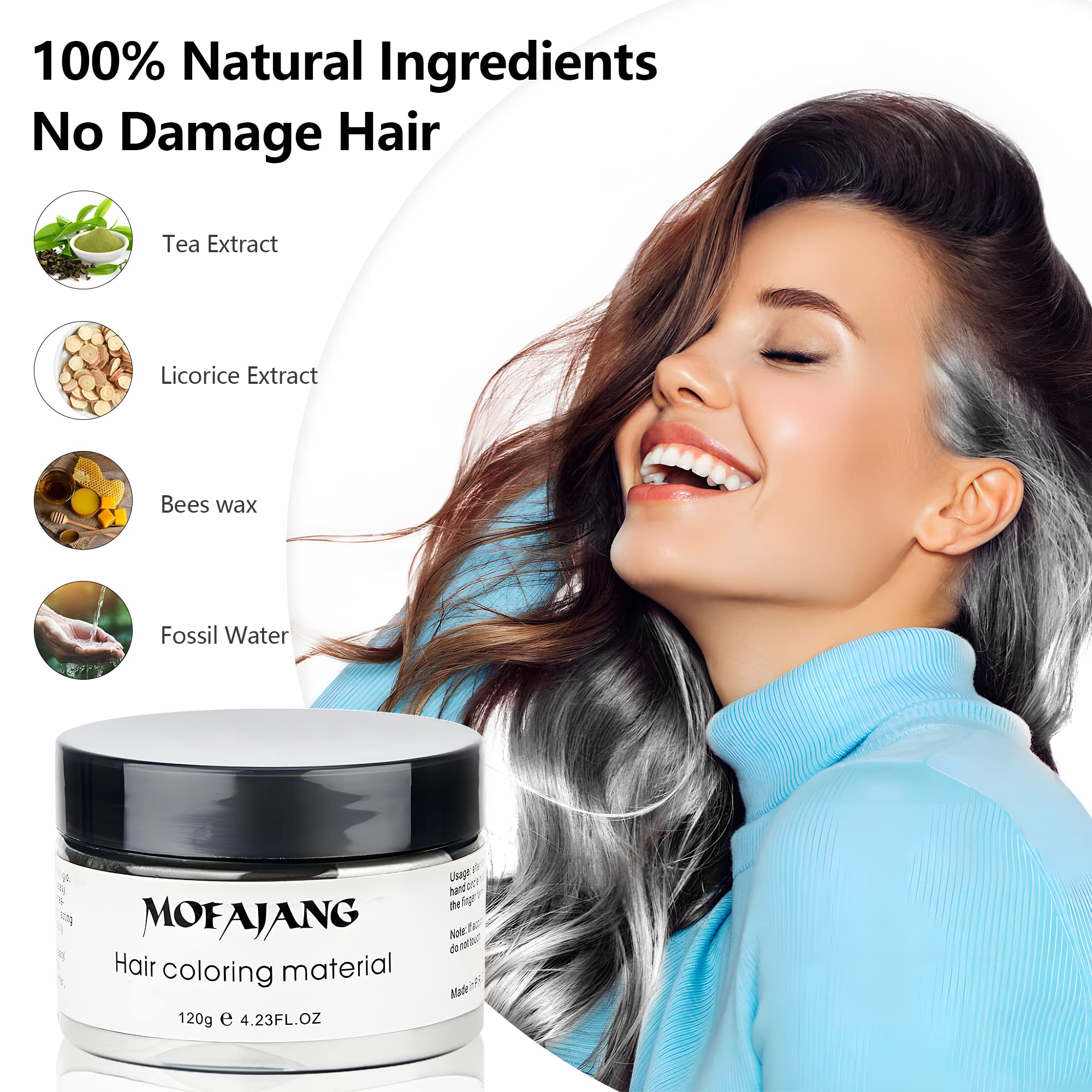 White Temporary Hair Color Wax - SOVONCARE Washable Hair Dye for Men & Women, All-Day Hold Disposable Hair Styling Clays for Party, Cosplay & Daily 4.23 oz