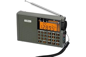 Shortwave Radio AIR/VHF/AM/FM/SW/Weather Bands Transistor with TF Card/Flashlight,Key Backlight, Digital Record, Alarm Clock,