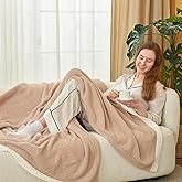 Snuggle Sac Beige Throw Blanket for Couch Bed Sofa 60x80 inches, Reversible Beige Blanket Microfiber Fluffy Fuzzy Cozy Knit Twin Blanket for Women Mothers Birthday Gifts