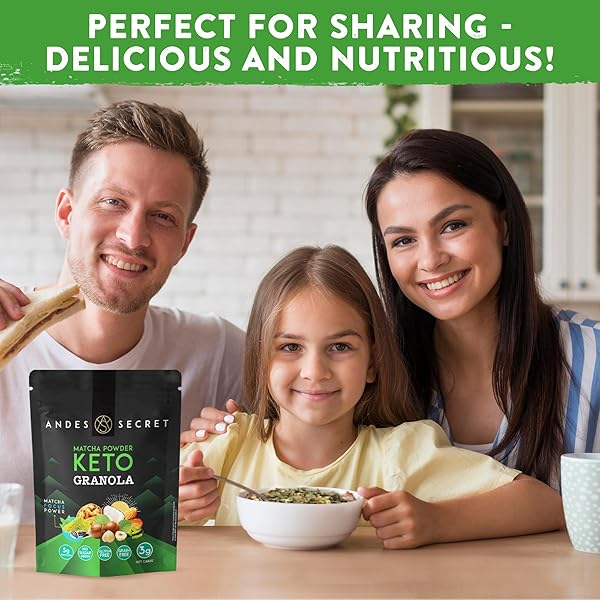 ANDES SECRET MATCHA POWDER GRANOLA – ALMONDS, HAZELNUTS – KETO HIGH PROTEIN GRANOLA WITH NO SUGAR, GRAIN & GLUTEN FREE – 11 OZ (1 PACK)