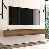 Atelier Mobili Floating TV Stand Wall Mounted for 75-85 Inch TVs - Modern Entertainment Center with Storage - 2-Piece Modular Design Easy Assembly - Walnut Wood Media Console Cabinet for Living Room