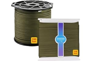 JIJI&ZEZE Parachute Cord 850lb | 550 Paracord 100 Feet Genuine Type III Nylon Rope Tent Rope Mil Spec 100% Nylon (Green,100 ft)