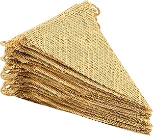 LEOBRO 48 Pcs Burlap Banner, 36 Ft Triangle Flag,DIY Decoration for Holidays, Wedding, Camping, Party and Any Occasion Shipping by FBA