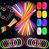 3 otters 100PCS Glow Sticks, 8 Inch Glow in the Dark Party Favors Halloween Party Supplies Light Up Sticks for Kids Adults Birthday Decorations