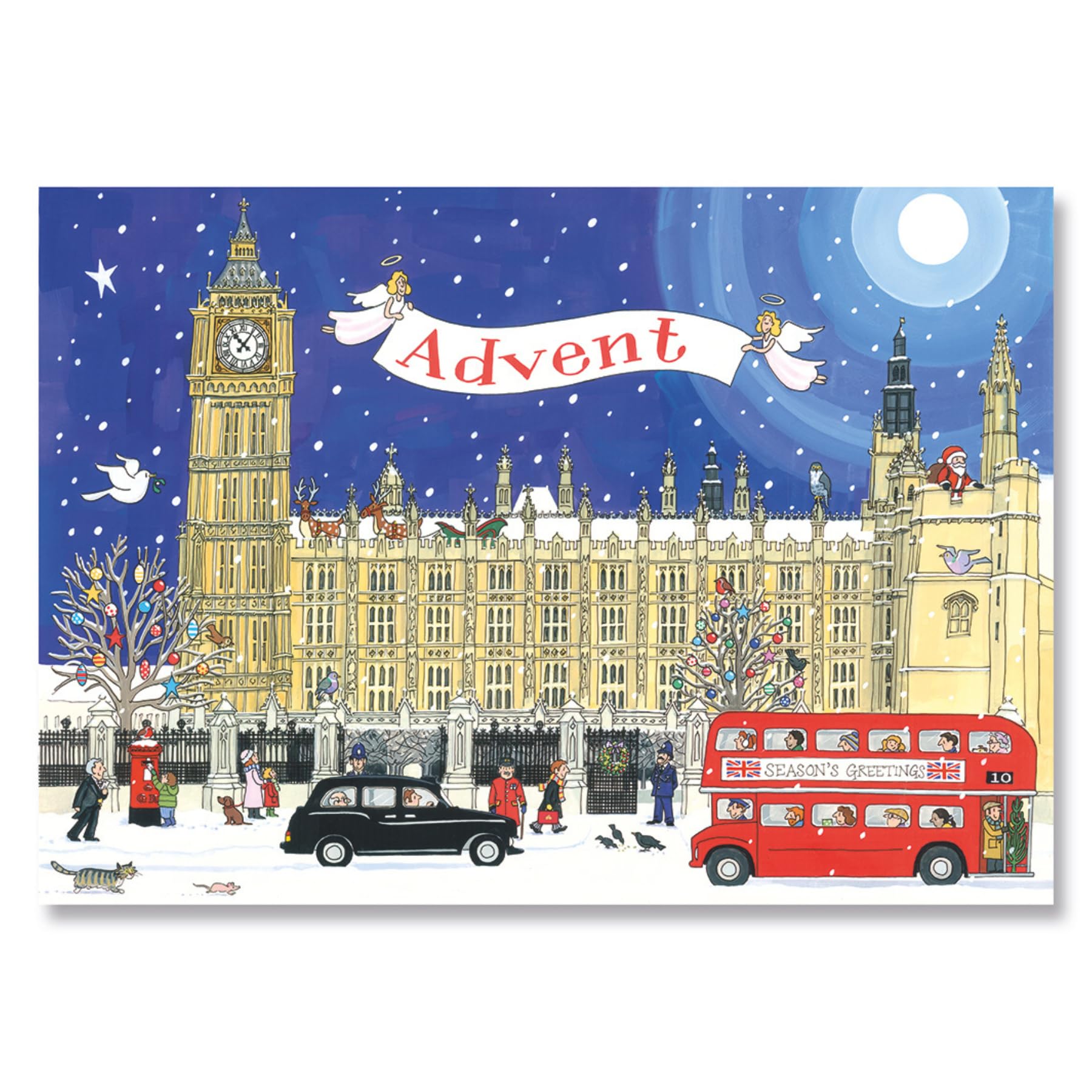 Traditional Advent Calendar - Alison Gardiner Palace of Westminster Design - Paper Christmas Countdown Calendar - Large A3 29.7x42cm