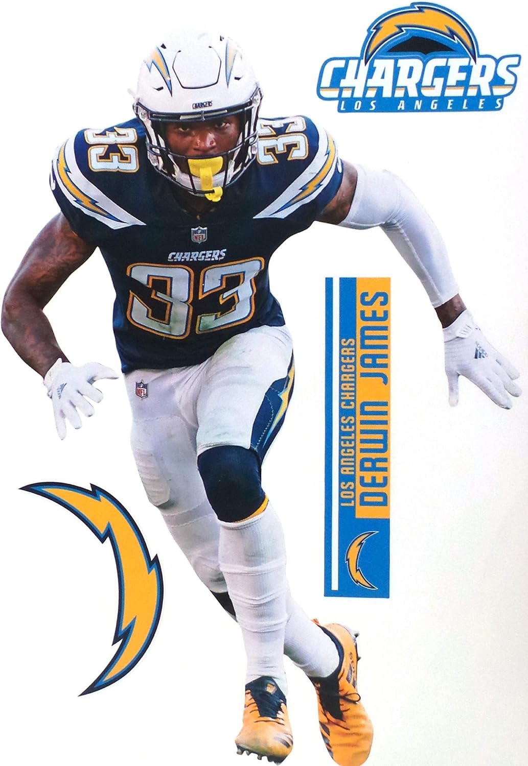 TEAMMATE Derwin James FATHEAD Los Angeles Chargers Logo Set Official NFL Vinyl Wall Graphics 17