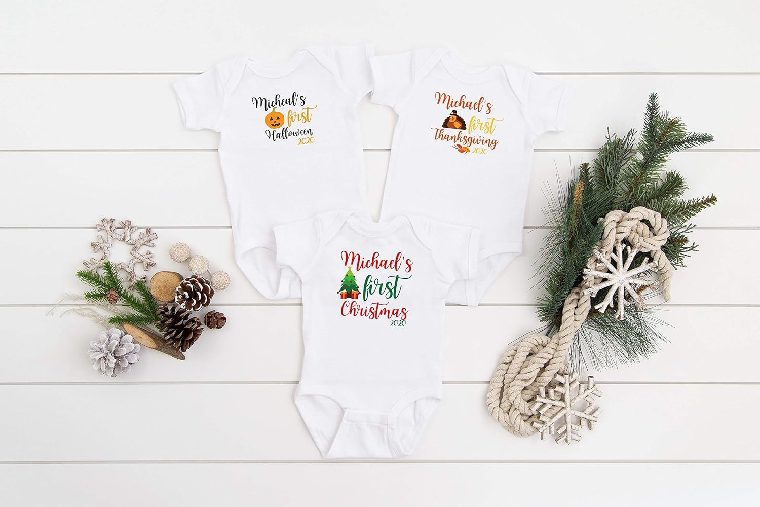 baby's first holiday onesies