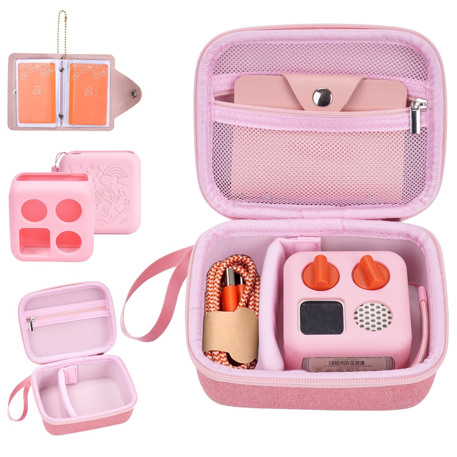 Photo 1 of YouKnow Hard Case and Silicone Cover for Yoto Mini Player, Kids Audio Music Accessory with Card Case Holder for up to 10 Cards (Pink)