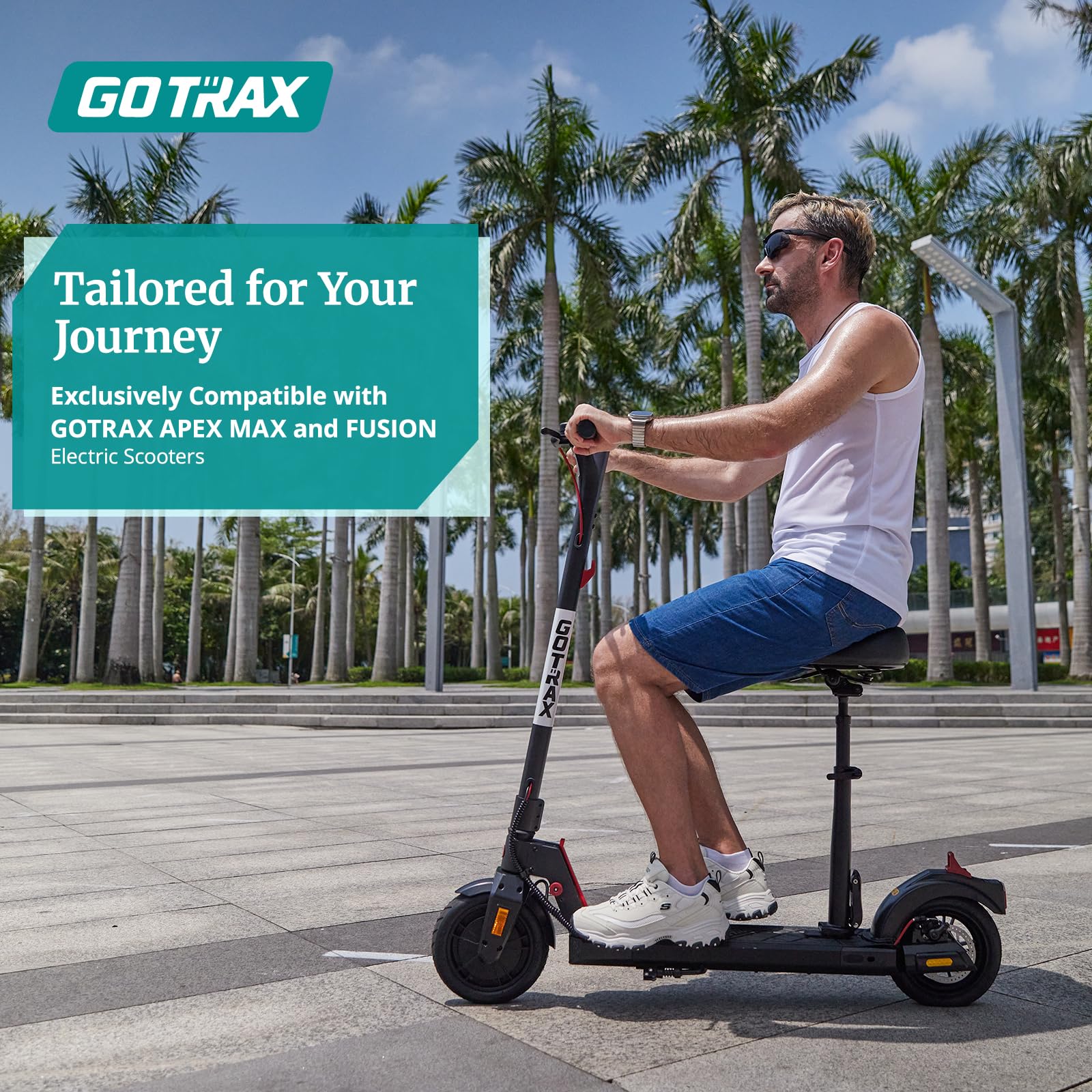 Gotrax Foldable Scooter Saddle Seat, Only for APEX MAX, Fusion E-Scooter, Adjustable, Comfortable with Shock Absorption, Supports up to 264lbs