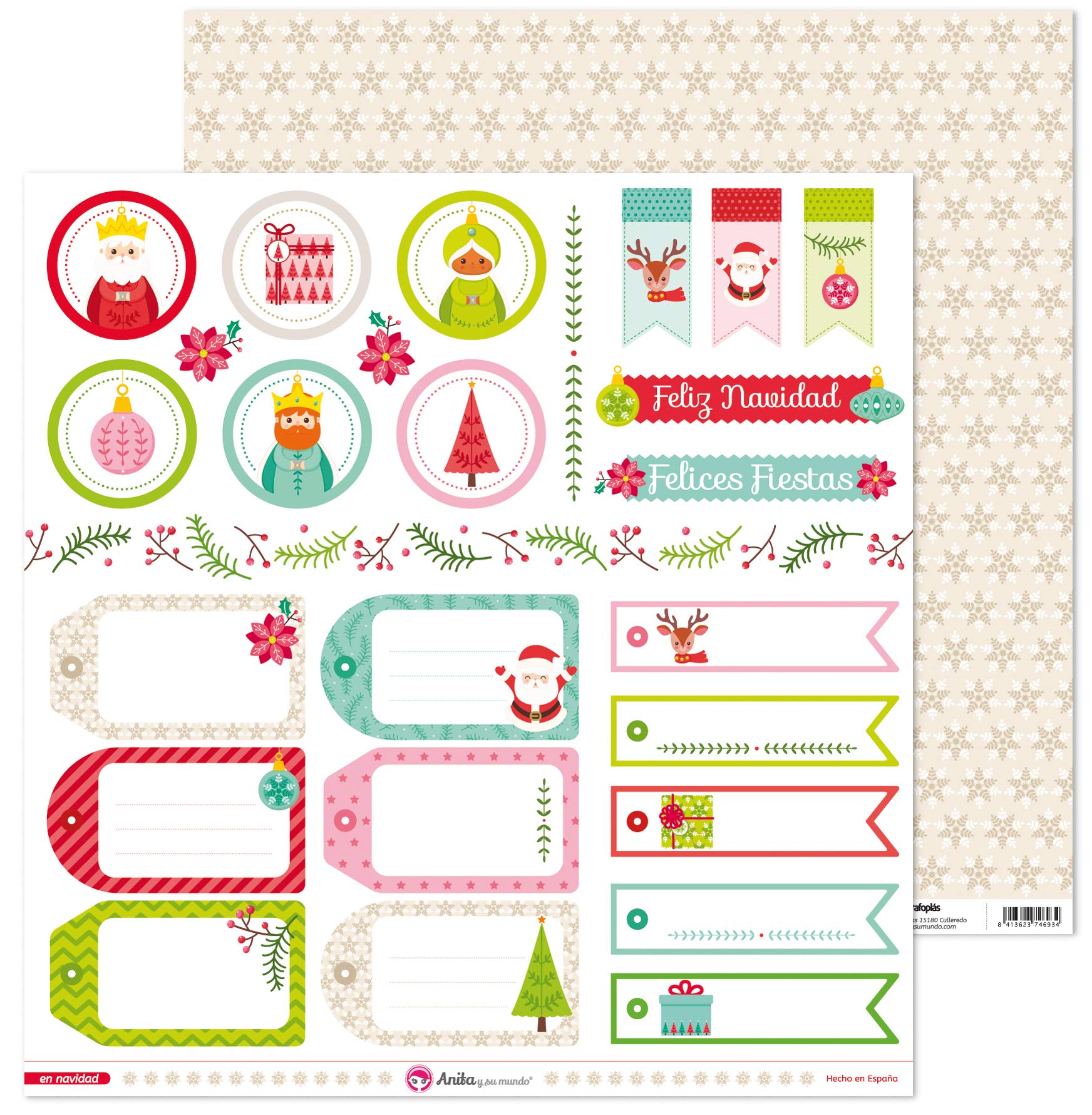 Anita and Su Mundo Christmas Collection Scrapbooking Papers, Paper, Labels, 12" x 12"
