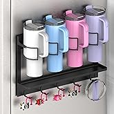 Magnetic Cup Storage Organizer Holder for Stanley 30/40 oz Tumbler,Strong Magnetic Rack for Fridge (Black, 4CUPS)