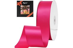 LIUYAXI Hot Pink Stain Ribbon, 2" X Continuous 50 Yards, Double Faced Fabric Ribbon Perfect for Gift Wrapping Wedding Birthday Party Chair Sash Christmas Hair Floral Craft Sewing