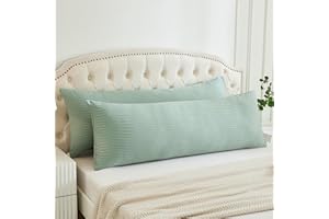 Memfydu Body Pillow Covers, 2 Pack Seersucker Crinkle Textured Body Pillow Covers, Soft Lightweight for All Season (20"x54", Sage)