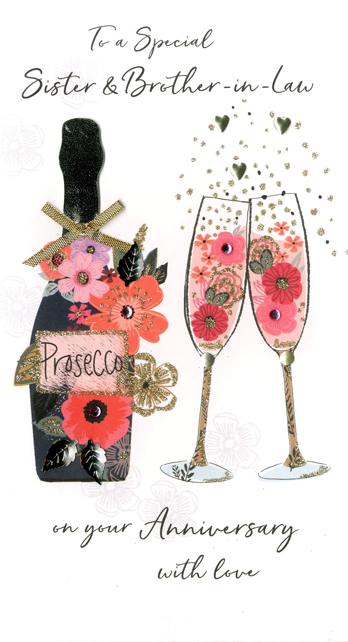 Sister & Brother-in-Law Anniversary Greeting Card Hand-Finished Champagne Range Cards JGS628