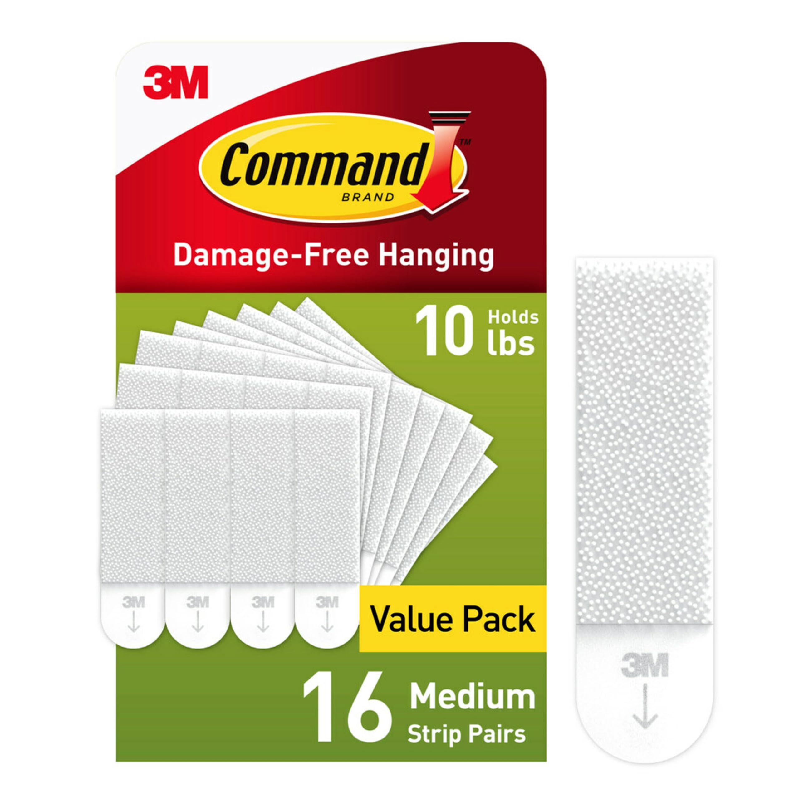 Photo 1 of Command 10 lb Medium Picture Hanging Strips 16 Pairs (32 Command Strips), Damage Free Hanging Picture Hangers, No Tools Wall Hanging Strips for Christmas Decorations