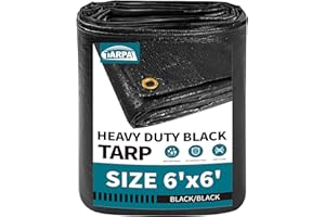 TARPAL tarp Waterproof 6x6 Feet Black Heavy Duty tarps 14mil polyethylene tarps Multifunctional Tarpaulin，Snow or UV Protection,Suitable for Outdoor Furniture, awnings,Roofs,Tents tarp Cover