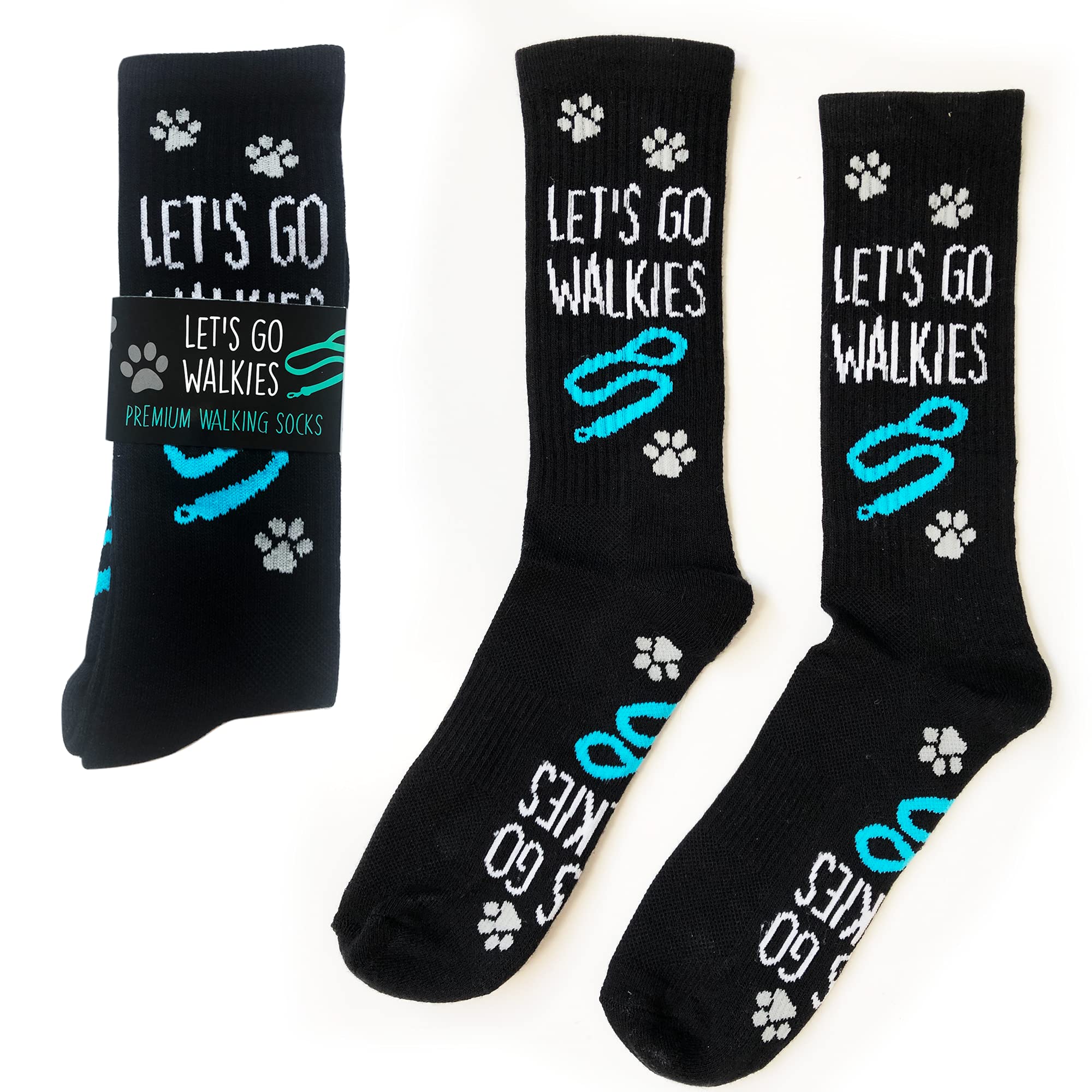 1 Pair Dog Walking Socks - Great Gift For Dog Lovers/Walkers - "Let's Go Walkies" hiking quaility calf socks