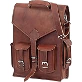 Shy Shy Let’s Touch The Sky Brown Vintage Leather Backpack Laptop Messenger Bag Rucksack Sling for Men and Women (13"X18")