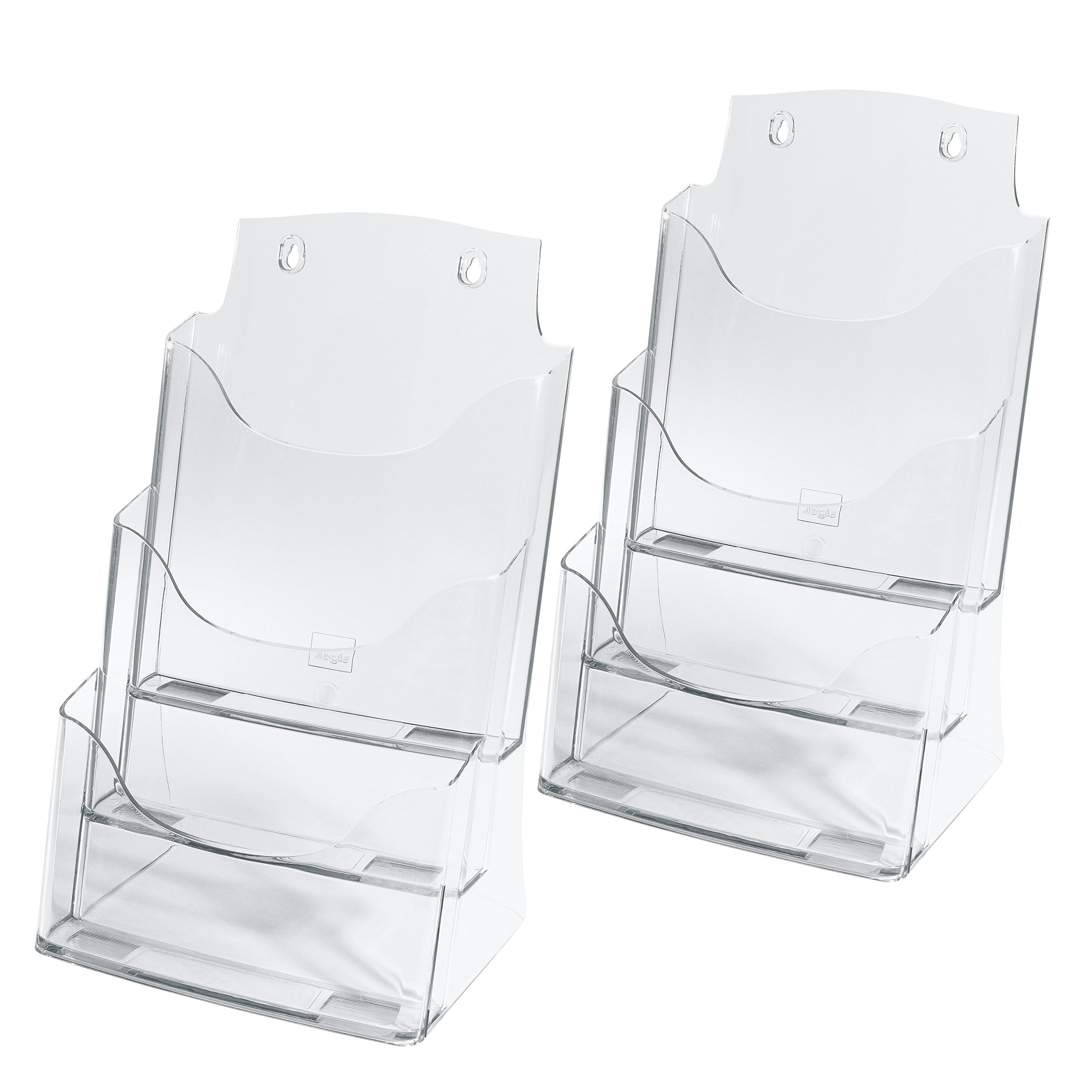 SIGEL LH130 Table-Top Literature Holder, for A4, with 3 compartments, uv resistant acrylic, clear, 2 Pieces