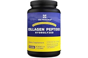 Zen Principle Grass-Fed Collagen Peptides 3 lb. Custom Anti-Aging Hydrolyzed Protein Powder for Healthy Hair, Skin, Joints & Nails. Paleo and Keto Friendly, GMO and Gluten Free, Pasture-Raised Bovine.