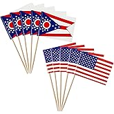 stidsds 100 Pcs American USA Ohio Flag US Ohio State Toothpick Flags Mini Small Ohio Cupcake Toppers Stick Flags Banner U.S. States Party Cocktail Fruit Decoration