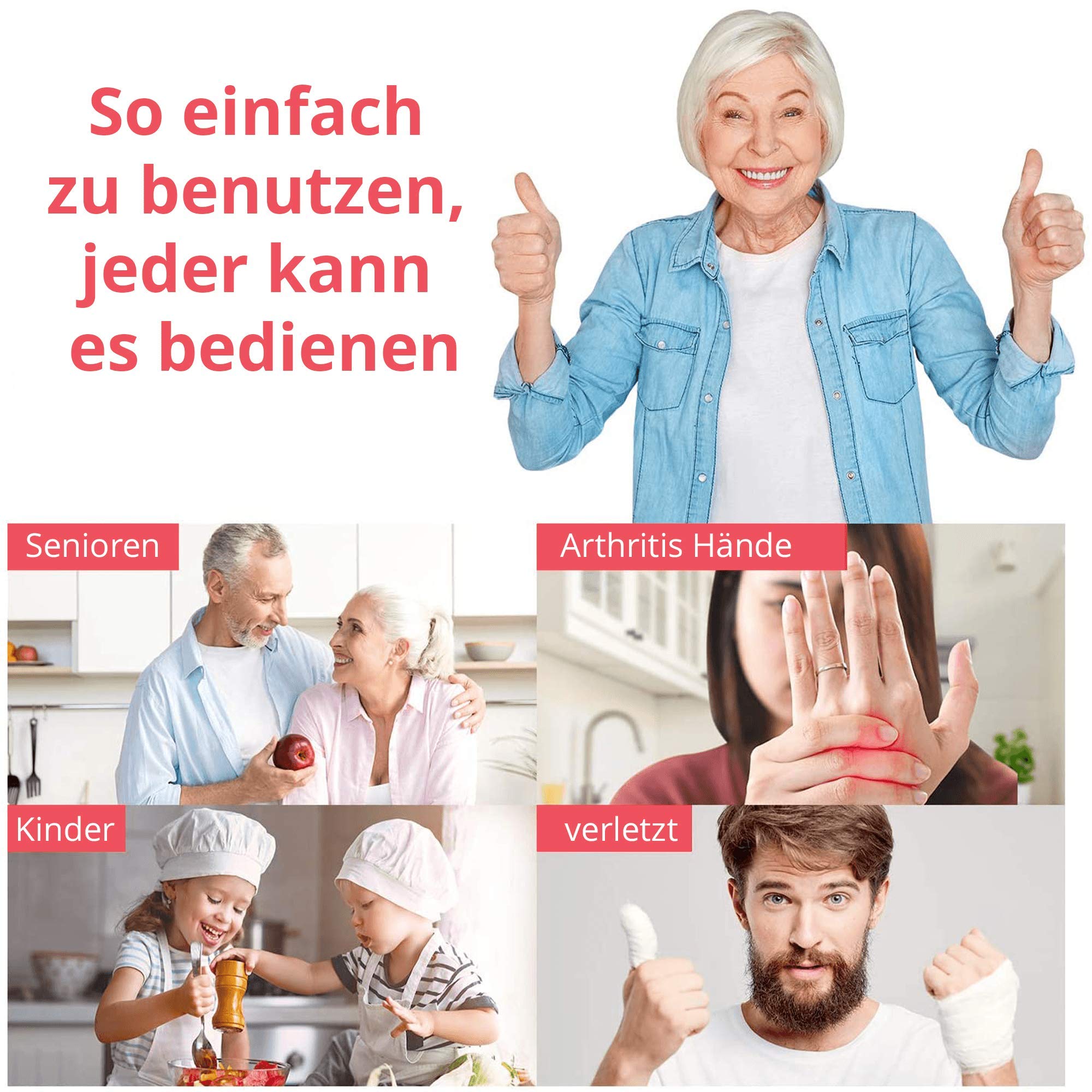 Kitchen Mama electric can opener: open your cans with the simple push of a button, no sharp edges, food-safe and battery-operated can opener