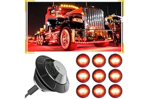 BJZ 3/4'' LED Trailer Marker Clearance Lights Red Round 12V LED Side Marker Front Rear Stop Turn Signal Tail Indicator Light Waterproof for Trailer Truck ATV UTV RV Van Pickup, 10Pcs w/Smoked Lens