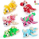JOYIN 6 Pcs Multiple Color Cute 3D Printed Dragon, Colorful 3D Printed Flexible Articulated Dragon Fidget Toys for Home Office Desk Decor, Autism Stress Relief Fidget Toys for Birthday Valentine Gift
