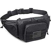Tactical Fanny Pack for Men & Women, Concealed Carry Fanny Pack for Men, Adjustable Waist Bag, Compact Travel Belt Bag, CCW Fanny Pack with U.S Flag Patch