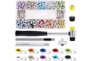 Rustark 500 Sets Grommet Kit 3/16 Inch Grommet Setting Tool Metal Eyelets Set with 4 Pieces Install Tool Kit in Storage Box for Clothes Shoes Bag Paper Leather Crafts DIY Projects (10 Colors)