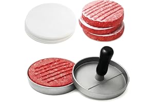 Hamburger Press Patty Maker with Wood Handle Non-Stick Burger Meat Press Tool for Meat Beef Cheese Veggie Kitchen BBQ Grill
