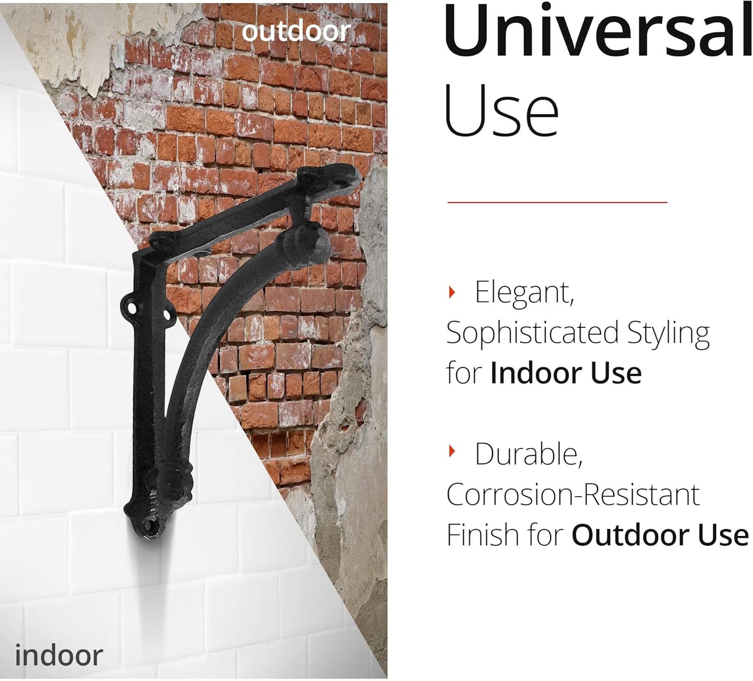 NACH js-90-064 Half Round Shelf Bracket, Black, 2 Pack,Large: Home Improvement