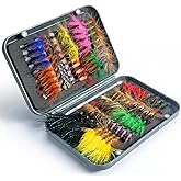 80 pcs YDIUDL 3rd Gen Fly Fishing Flies Kit - Hand-Tied Dry Flies for Trout, Bass, Salmon, Panfish - Delicate Lifelike Shapes