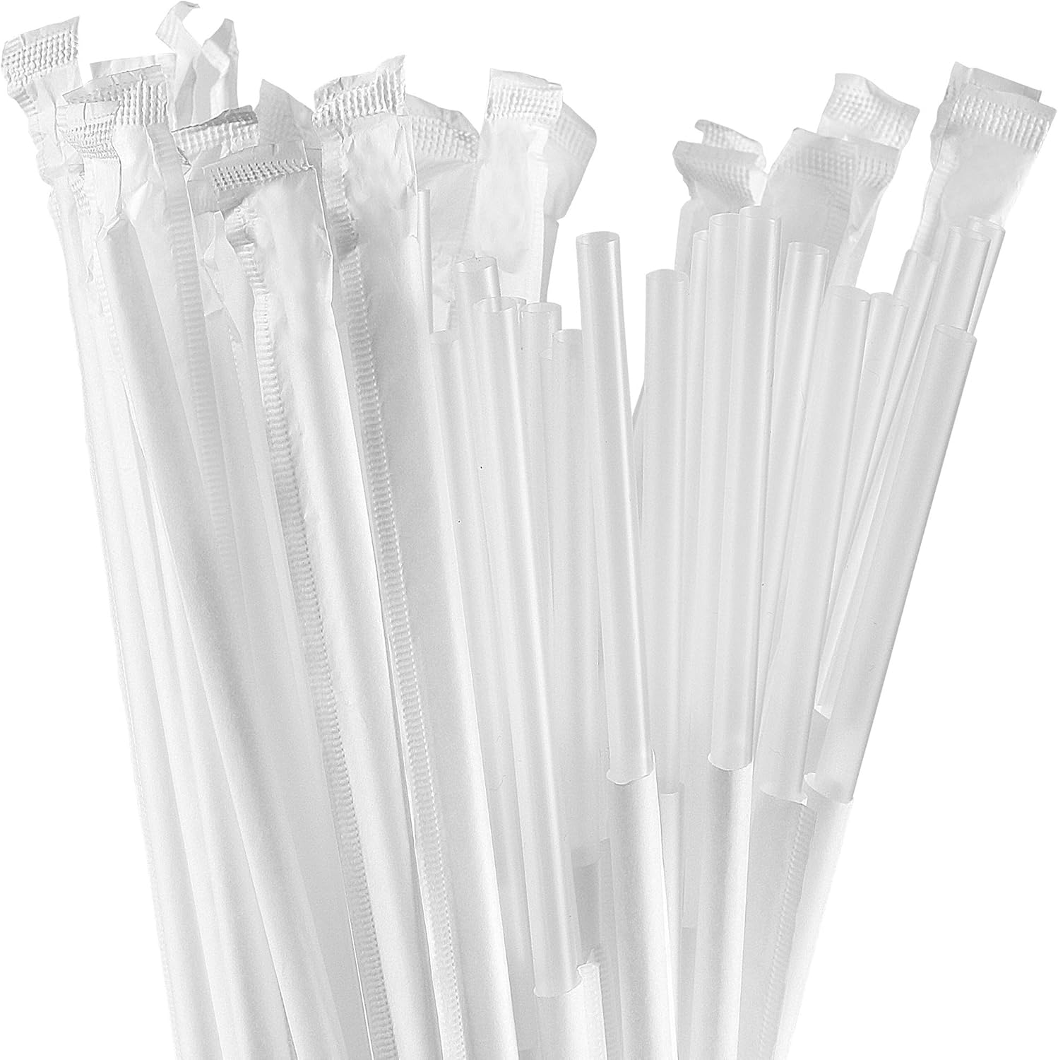 Disposable Plastic Drinking Straws - Individually Paper Wrapped (Clear, 500): Kitchen & Dining