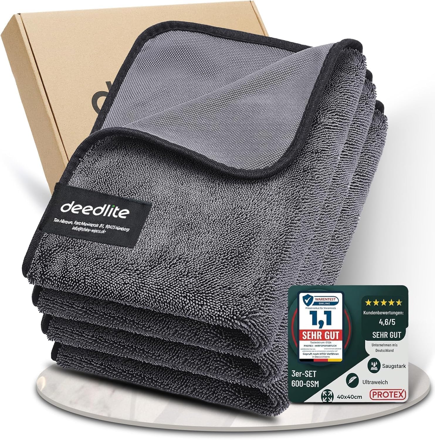 Deedlite Shiny Bath Wipes XXL Trockentuch Dusche, Fast Dry Auto Trockentuch, Mikrofasertücher, Premium Tuch für Auto, Duschkabine, Haushalt, Camping