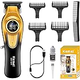 KEMEI 1677 Beard Trimmer for Men, Professional Hair Clippers, Cordless Barber Clipper with LED Display, DLC T-Blade Hair Trimmer, 8000 RPM Turbo Brushless Motor