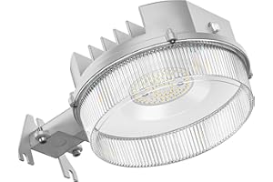 CINOTON LED Barn Light, Dusk to Dawn Outdoor Lighting, 42W 4950LM 5000K Daylight, Exterior Security Flood Light with Photocell, UL Listed, IP65 Waterproof Outside Area Fixture for Yard, Silver 1 Pack