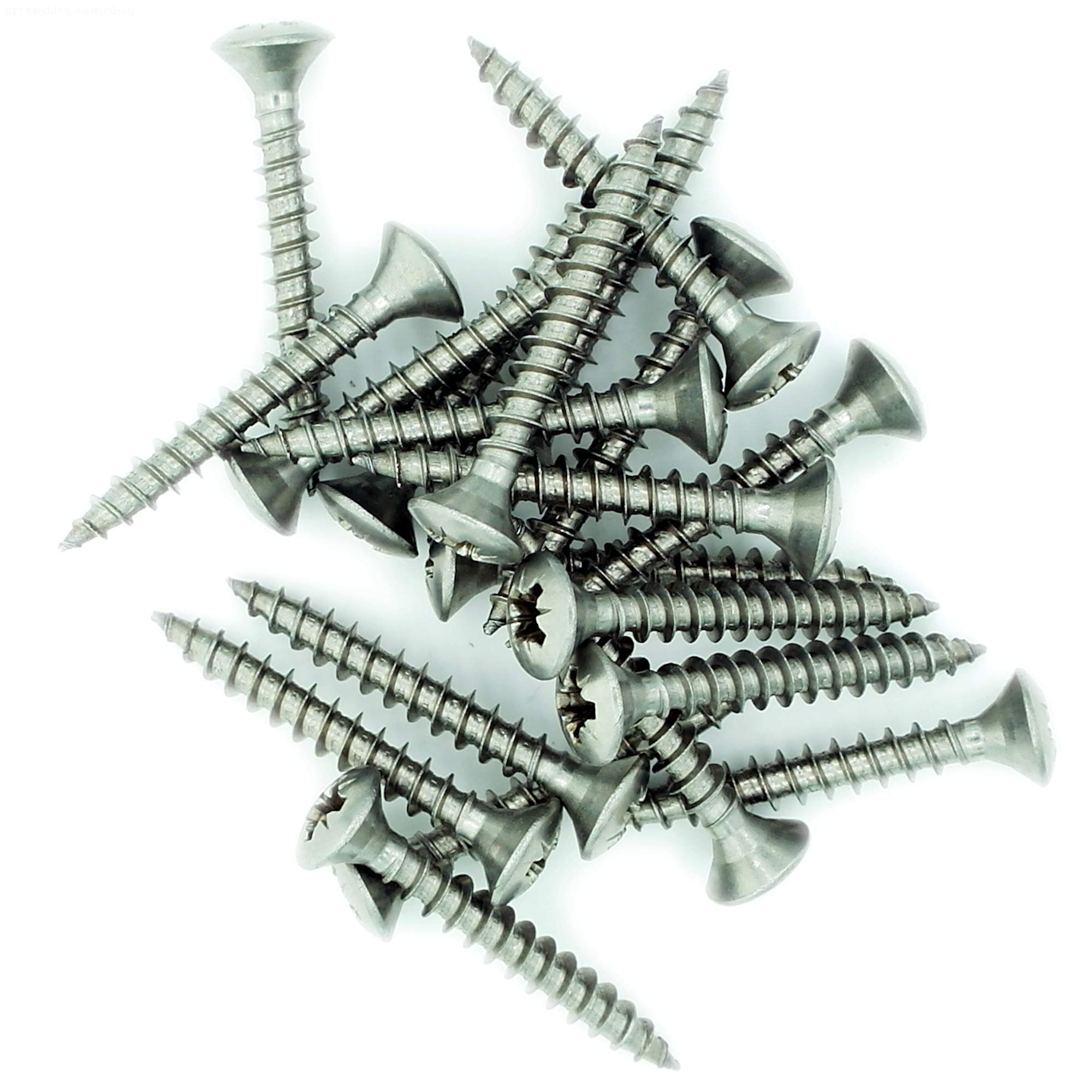 No.5 x 1.2 (3.5mm x 30mm) Pozi Raised Countersunk Chipboard Screw - Stainless Steel (A2) (Pack of 20)