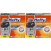 Hefty Ultra Strong Tall Kitchen Trash Bags, Blackout, Clean Burst, 13 Gallon, 80 Count (Pack of 2)
