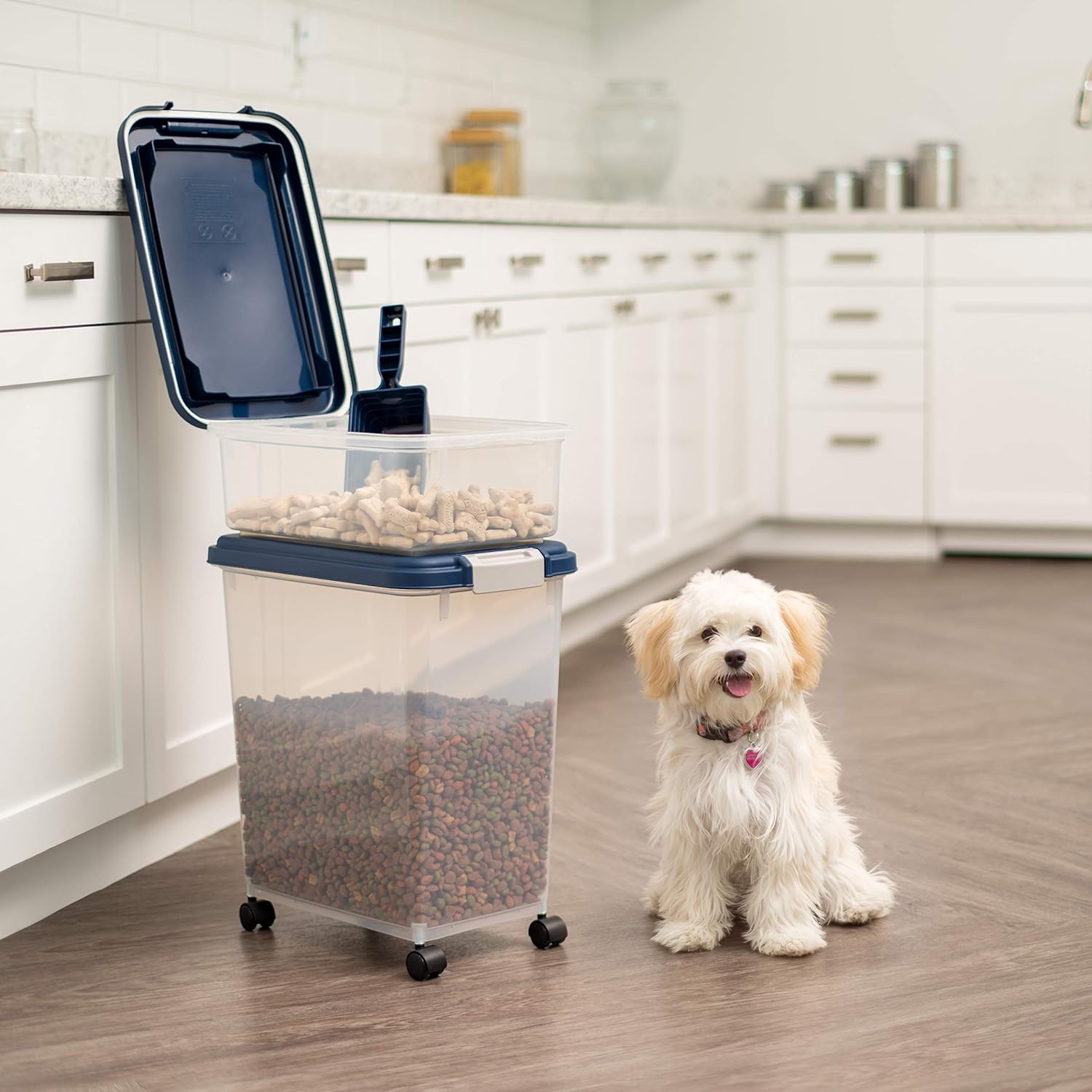 Pet Supplies : IRIS USA 3 Piece Airtight Pet Food Storage Container Combo, Navy Blue MP-8/MP-1/SCP-2, 33-Quart and 12-Quart : Pet Food Storage Products : 