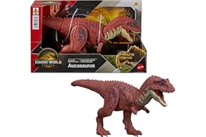 Mattel Jurassic World Rebirth Wild Roar Dinosaur Toy, Aucasaurus with Tail Controlled Chomp, Posable Multi Direction Attack & Sound, Digital Play