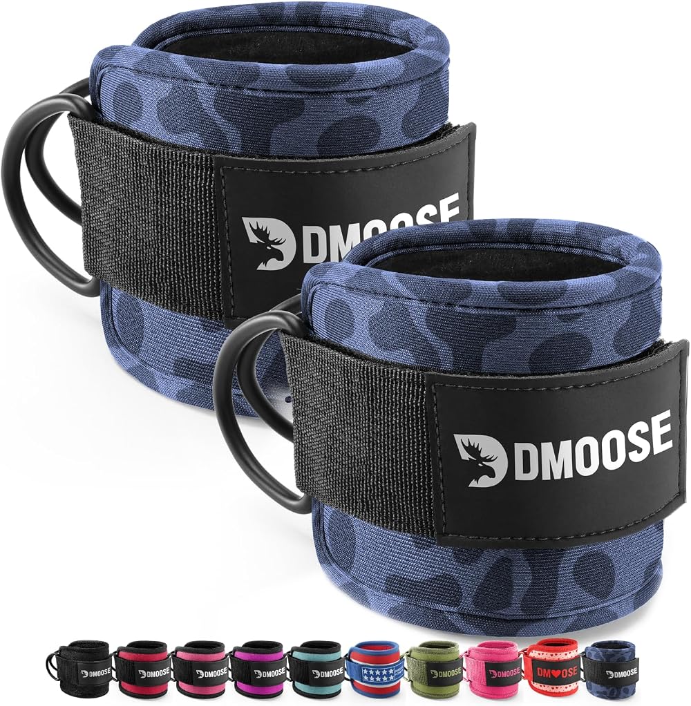 DMoose Fitness Ankle Straps for Cable Machines with D Ring One Size