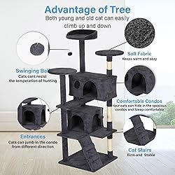 FDW Cat Tree Tower 62in Multi-Level Durable Cat