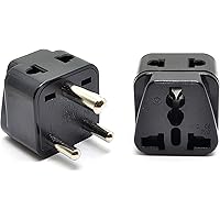 Orei 2 in 1 USA to India Adapter Plug (Type D) - 2-Pack, Black - Will Not Convert Voltage